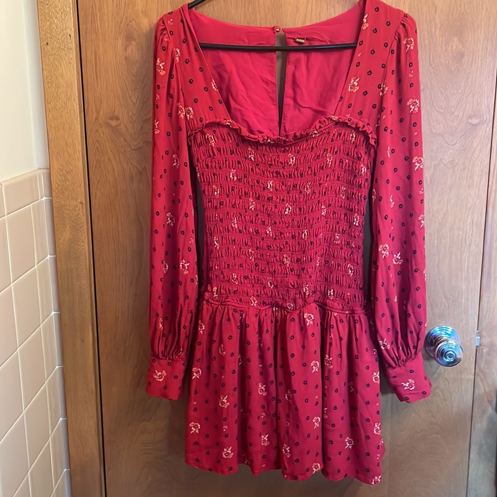 Free People Red Two Faces Mini Dress